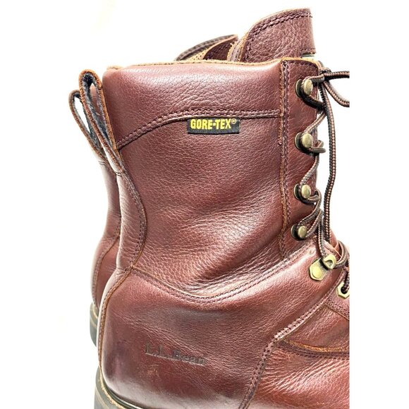 LL Bean Gore-Tex Leather Work Boots Oil Resistant 10" Boot Brown Size 12 - Picture 10 of 16